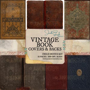 Vintage Book Covers: Decorative Illustrated Covers and Backs of Vintage Book Journal Pages (Digital Download)
