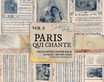 Paris qui Chante: Volume 3 Catalogo Vintage Spartiti Blu Illustrazioni Ephemera (Download Digitale)