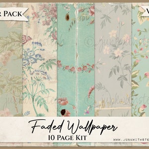 Paper Pack: Faded Wallpaper Band 2 (Blau) - 10 Seiten Hintergrund SOFORTIGER download Printable Vintage Wallpapers Blumenmuster Junk Journal