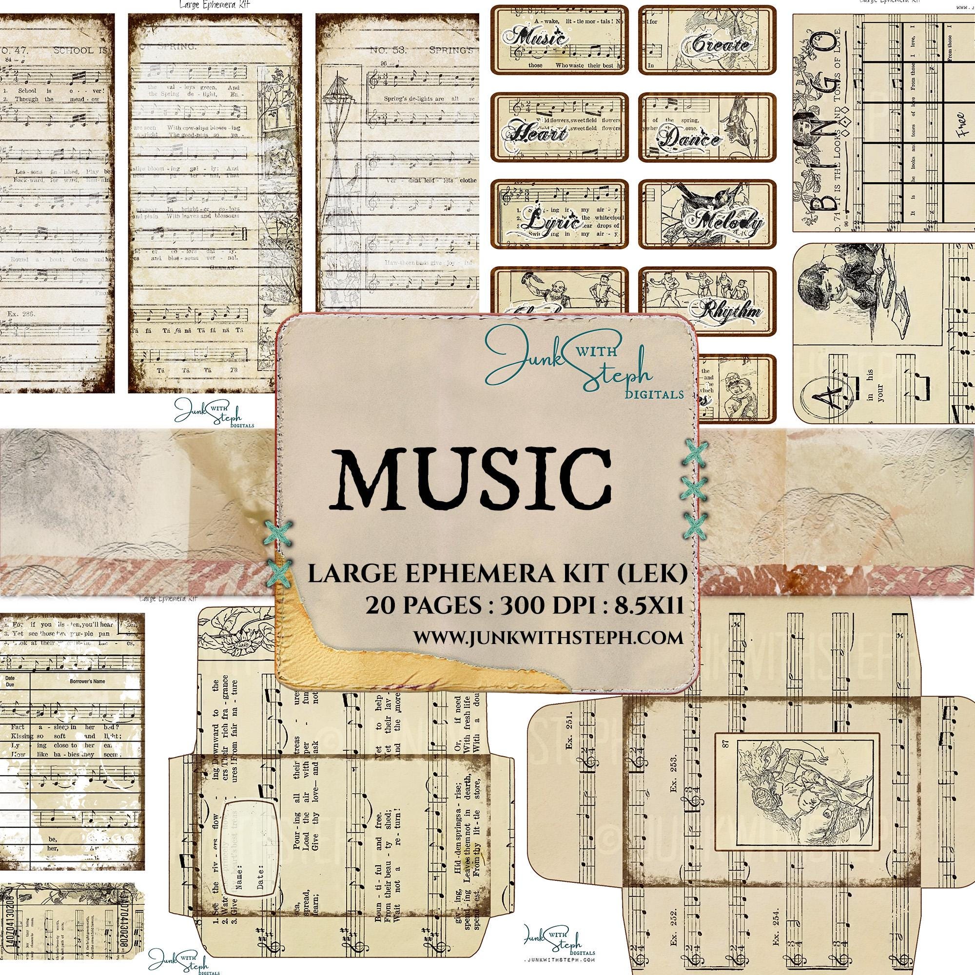 Music Ephemera Kit: Neutral Notes for Junk Journals (digital Download ...