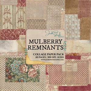 Mulberry Restnants: Kit de collage de papel vintage Masterboard con texturas de tela para diario creativo (descarga digital) imagen 2