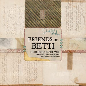 Friends of Beth: Paper Pack Vintage Poetry 1900s Letters & Script Grunge Texture (Digital Download)