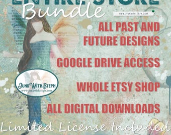 Paquete completo de la tienda, todos los diseños pasados y futuros, licencia de uso LIMITADA incluida, acceso a Google Drive, tienda completa de Etsy, descargas digitales