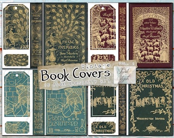 Vintage Book Covers - Volume 1 - 19 pages of beautifully illustrated and decorative Book Covers & Spines. Included some matching Ephemera