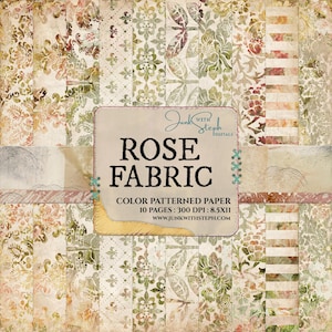 Rose Fabric Paper Pack: Damask Texture, Scrapbook Background (Digital Download)