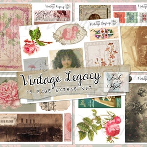 Vintage Legacy - EXTRA Effimere con foto antiche, rosa e blu, con motivi e texture floreali, estremamente dettagliate - ABBINATE ai kit "Vintage Legacy"!