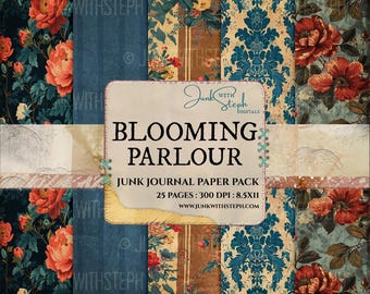 Paquete de papel para diario Blooming Parlour: Papel tapiz vintage victoriano con estampados florales (descarga digital)
