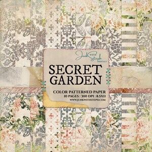 Secret Garden Paper Pack: Damask Texture, Printable Backgrounds (Digital Download)