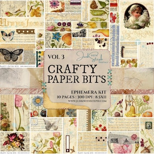 Crafty Paper Bits (volumen 3): 10 páginas de collage efímero llenas de más de 100 piezas de tableros maestros, revistas basura, técnicas mixtas, manualidades con papel