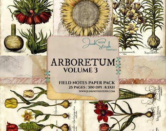Arboretum: Volume 3 Kit di diario di viaggio in stile Edith Holden con illustrazioni botaniche stampabili (download digitale)