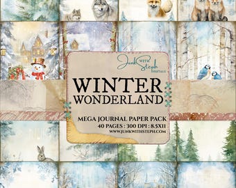 País de las Maravillas Invernal: Paquete MEGA de Papeles con Muñeco de Nieve Navideño y Tarjetas de Diario con Zorro Navideño (Descarga Digital)