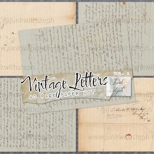 Vintage Letters - Vol 1 - paquet de 40 pages - grunge vintage scanné de vieilles lettres documents antiques doubles de fond de journal indésirable des années 1800