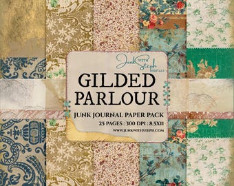 Paquete de papel para diario Gilded Parlour: Fondos de collage imprimibles para diario basura, papel tapiz victoriano (descarga digital)