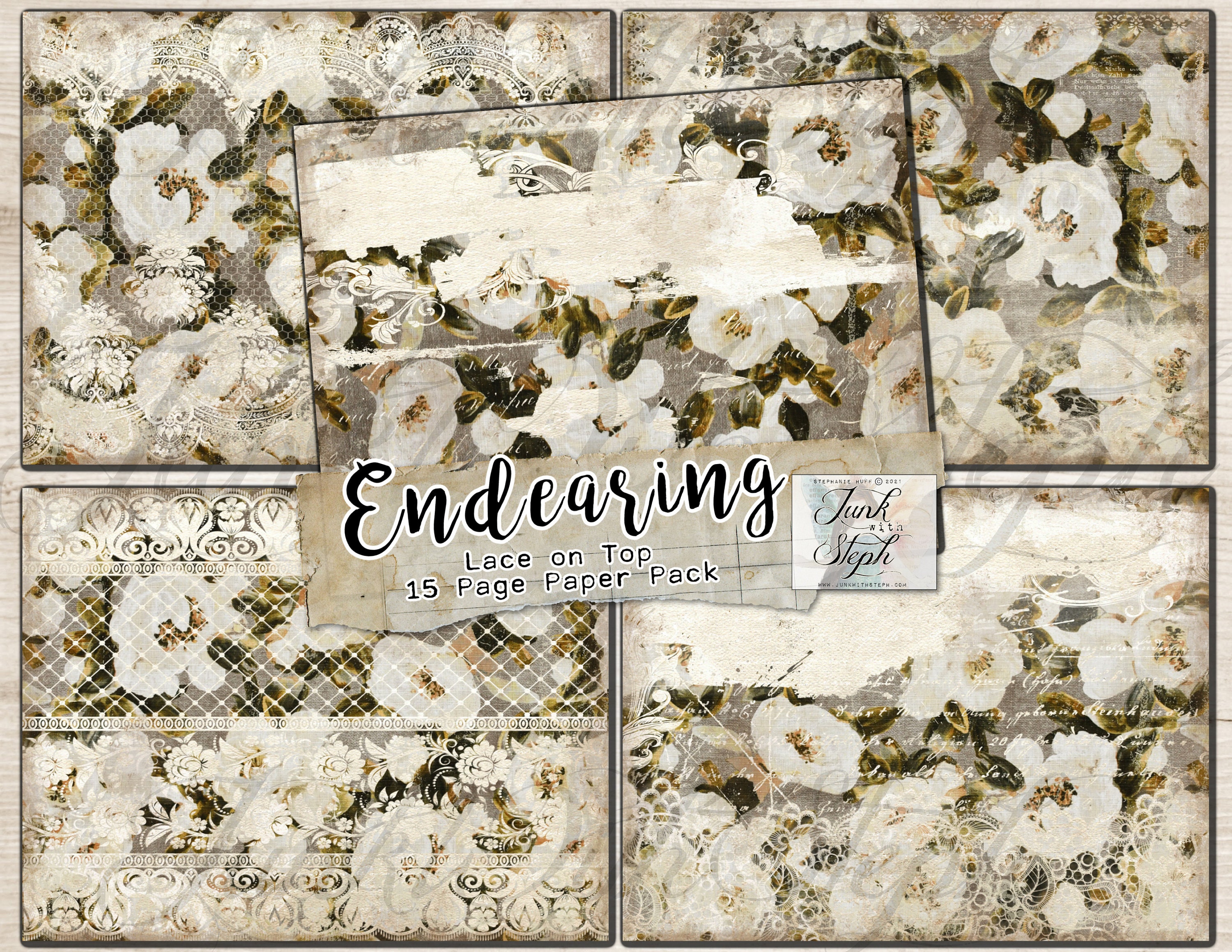 Endearing Lace on TOP Paper Pack: 15 Page Color Textured Background Creamy  Lace INSTANT Download Printable Junk Journal Pages Scrapbook -  Ireland