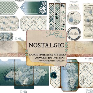 Nostalgisches Ephemera Kit: Blaues Junk Journal Zubehör (Digitaler Download)
