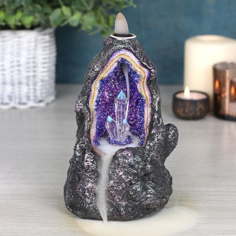 Light Up Giant Crystal Cave Backflow Incense Burner Back flow Etsy