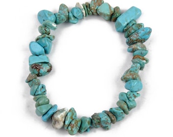 Blue Turquoise Quartz Gemstone Chip Bracelets, Natural Crystal Healing, Crystal Therapy Yoga Meditation Bracelet Reiki Balancing, Gemstone
