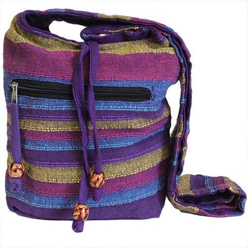 Hipster Bag Boho Bag Purple Shoulder Bag Eco Friendly Sling Bag Fair Trade Bag Handmade Pure Cotton Sling Bag Hippy Bag Bohemian Bag