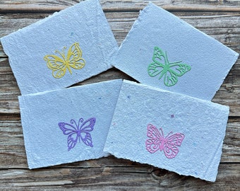 Handcrafted Paper Butterfly Note Cards | Set of 4 | Botanical Stationery Gift Pack