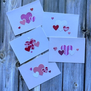 Heart Cards - Set of 5 - Paper Hearts - Valentine&#39;s Day - Love Card