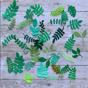 Leaves and Vines Paper Cutouts - Card Making - Leaf Embellishments - Shades of Green - Sets of 50 - Variety of Leaf Designs