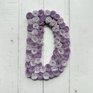 Letter D Monogram - Rolled Purple Flower Design