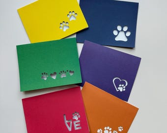 Pet Paw Print Cards: Set of 6