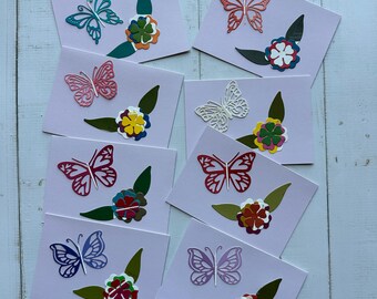 Paint Chip Butterfly and Flower Cards - Set of 4