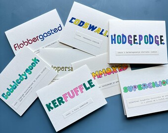 Funny Greatest Word Cards - Hand Painted with Definitions