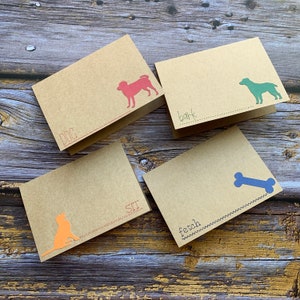 Dog Note Cards - Set of 4 - Blank Inside - Dog Words - Cutout Design