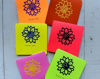 Thank you Typed Mini Note Cards - Set of 6 - Blank Inside