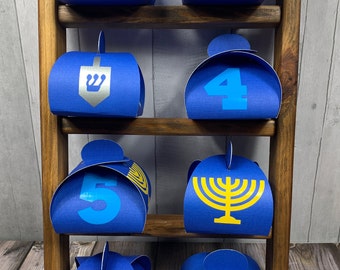 Hanukkah Gift Boxes -  Eight Nights of Hanukkah Gift Boxes - Ships Flat - Finish Assembly Required