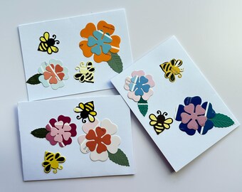 Paint Chip Bees and Flower Cards (Set of 3)