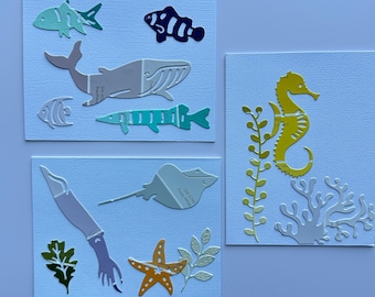 Paint Chip Sea Creature Cards - Set of 3