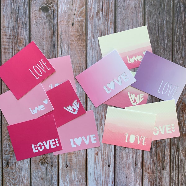 Love Note Cards - Set of 6 - Blank Inside - Love Notes - Valentine's Day - Cutout Cards
