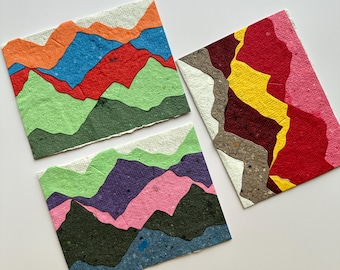 Mountain Landscape Cards on Handmade Paper (Set of 3)
