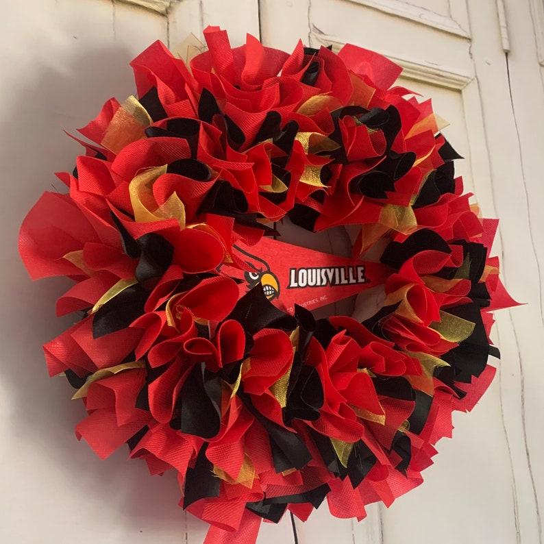 University of Louisville Pennant Wreath Fringe Ribbon Design | Etsy