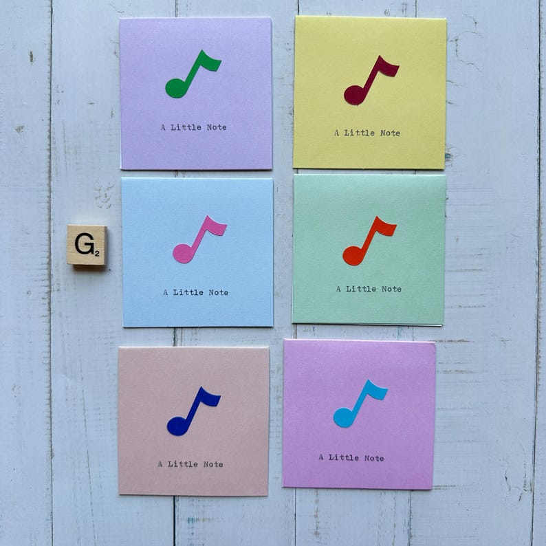 A Little Note Typed Mini Note Cards - Set of 6 - Blank Inside - Etsy