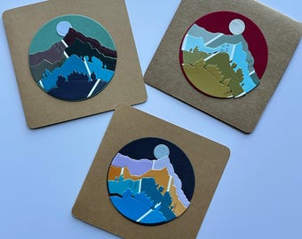 Paint Chip Mountain Moon Scene Cards (Set of 3)