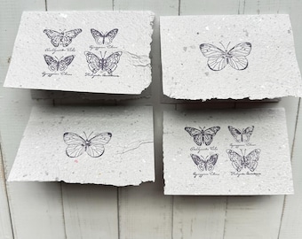 Handmade Paper Inked Butterfly Cards | Set of 4 Blank Note Cards