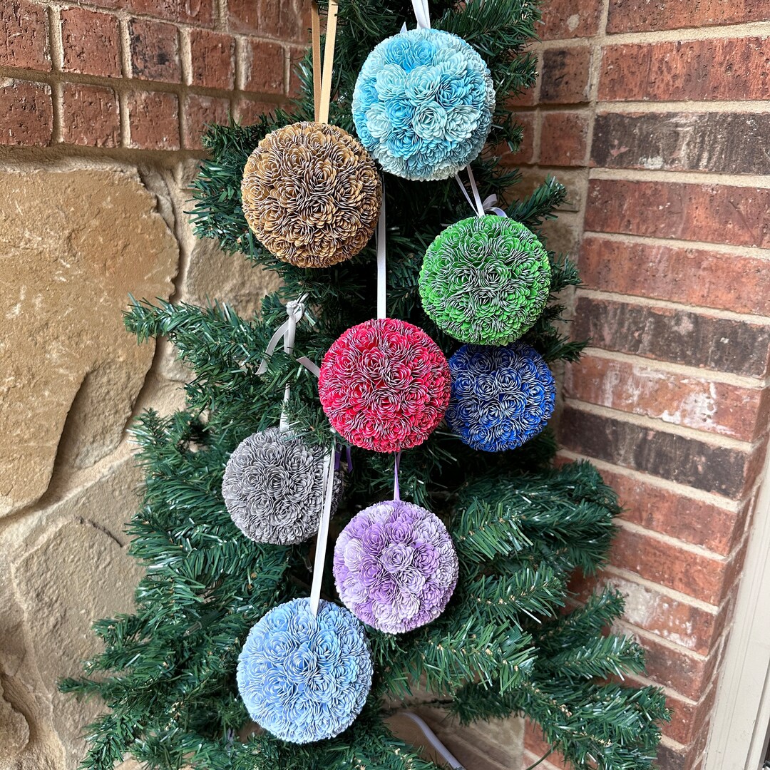 Christmas Bulbs Hand Rolled Paper Flower Christmas Ball Etsy