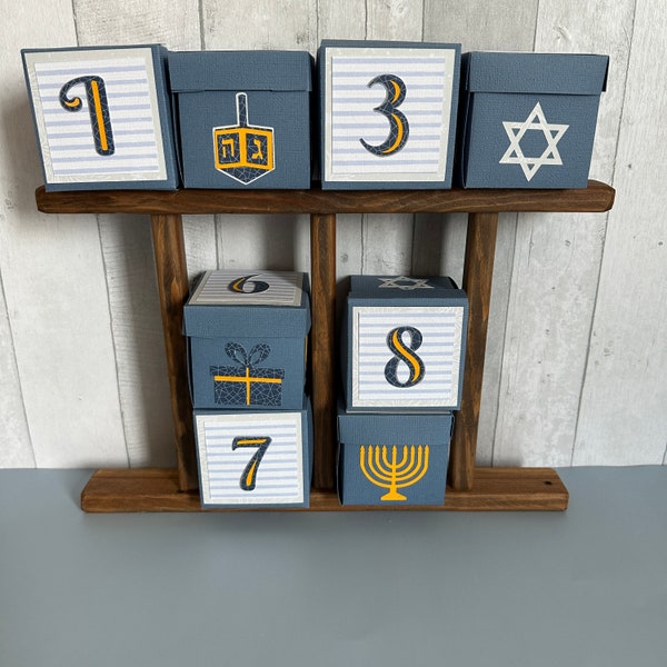 Hanukkah Gift Boxes - Eight Nights of Hanukkah Gift Boxes - Menorah - Dreidel - Star of David