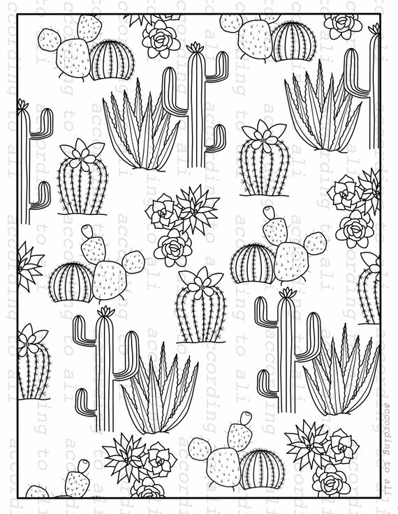 Cactus Coloring Page Digital Download | Etsy