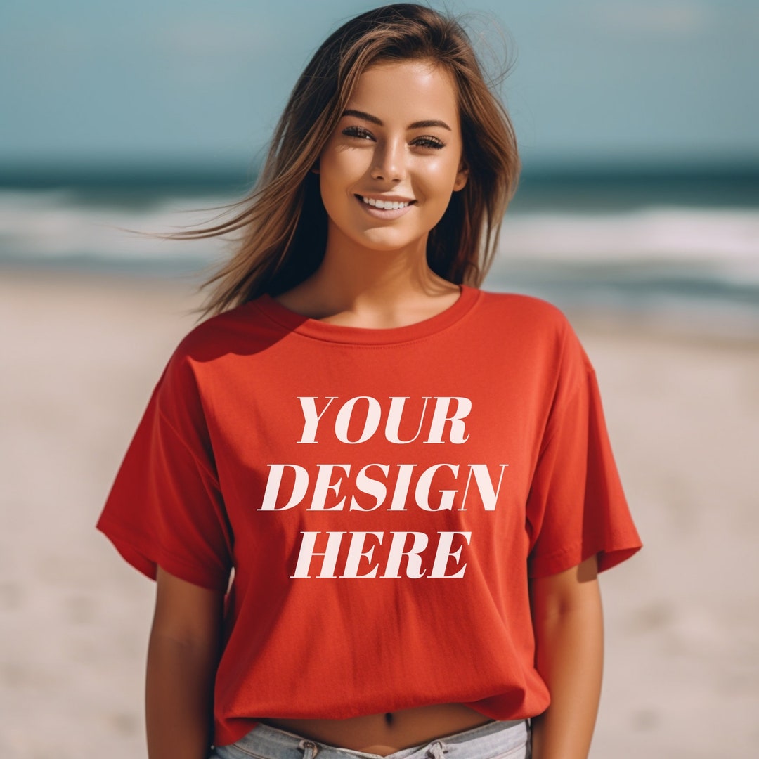 Gildan 5000 Mockup Gildan Red Shirt Tshirt Mockup Oversized - Etsy