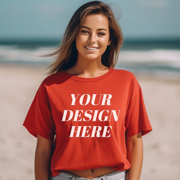 Gildan 5000 Mockup, Gildan Red Shirt, TShirt Mockup, Oversized Shirt Mockup, Red Shirt Mockup, Red T Shirt Mockup, Gildan Mockup, Red Tee