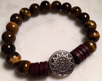 Pulsera elástica de ojo de tigre para hombre/unisex