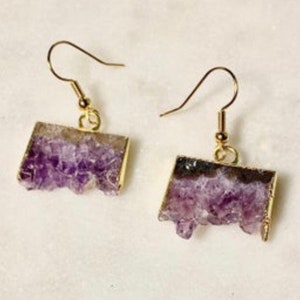 Pendientes de piedra amatista natural ~ joyas de amatista ~ pendientes de cristal ~ joyas de cristal ~ regalo de joyería para amigas