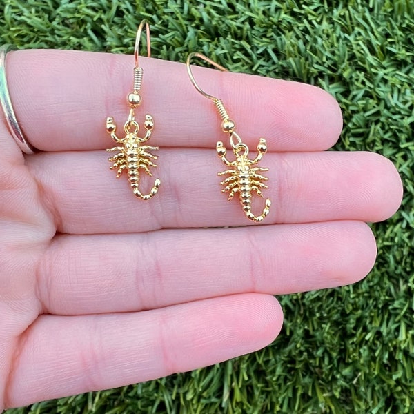 Dainty Scorpion Dangle Earrings