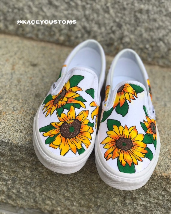 sunflower white slip on vans