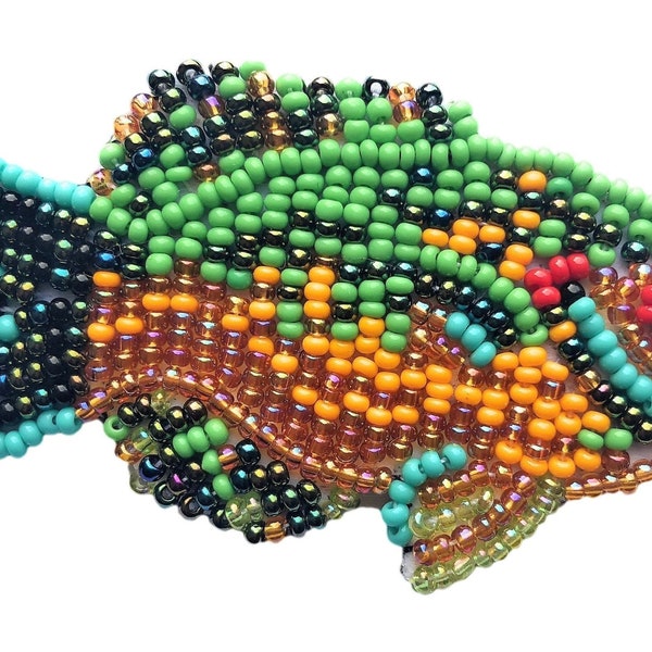 Beaded Fish, Hat Pin, Seed beads, colorful, Fisherman, Spring Fashion  2.75"